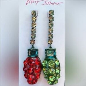 BETSEY JOHNSON Christmas Holiday Jingle Bell Bling Lights Bulbs Earrings NEW NWT